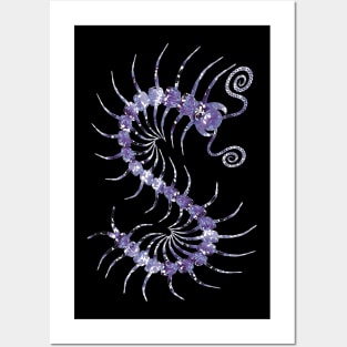 White on Purple Ornate Centipede Posters and Art